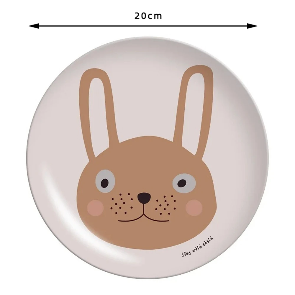 20CM Cute Cartoon Dining Plate Bamboo Fiber Dishes for Serving Salad Dessert Cake Fruit Food Plate Kitchen Children\'s Tableware