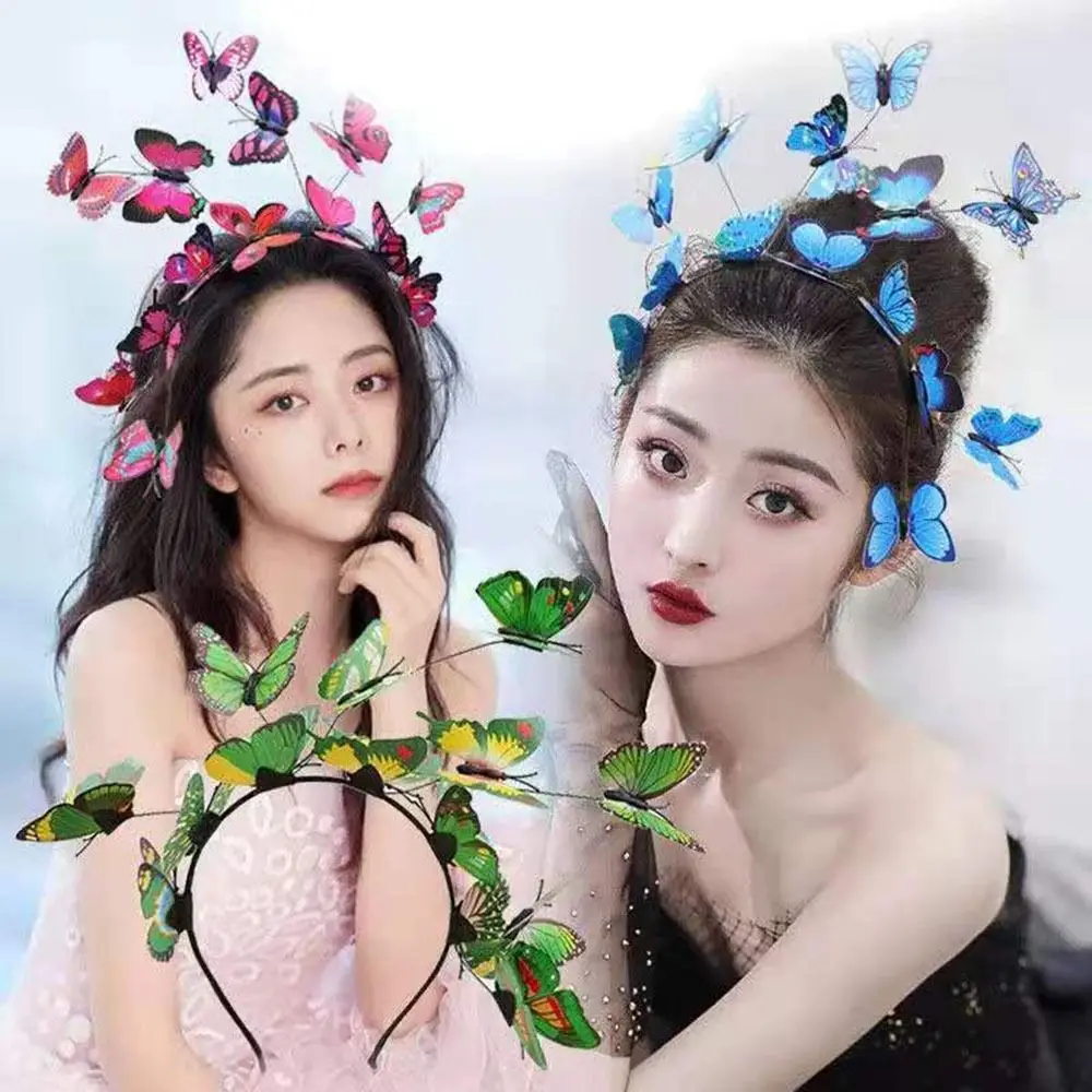 Super Fairy Beauty Flower Garland Hair Bands Wedding Butterfly Jewelry Headbands Butterfly Headband Wreath Prop