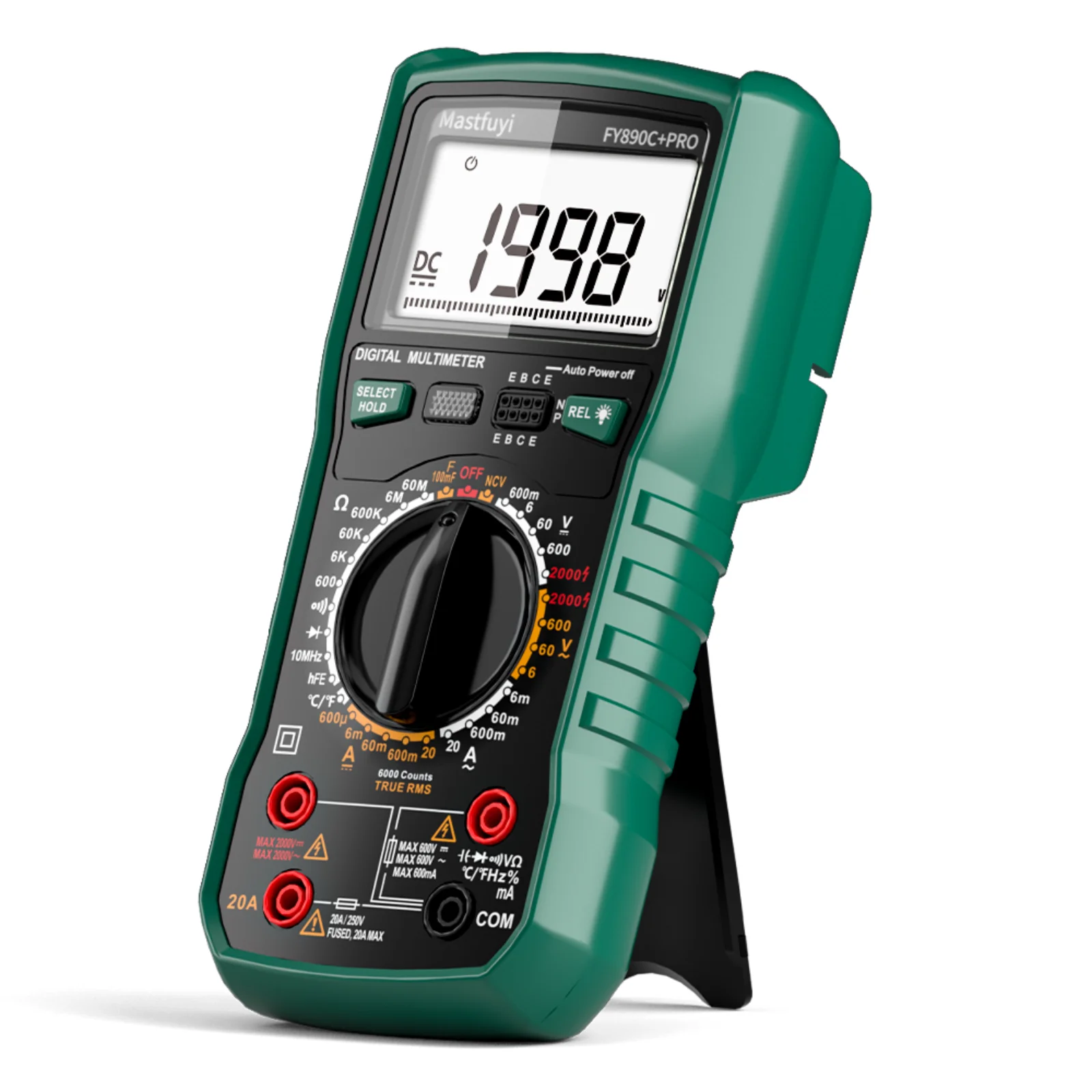 MASTFUYI Digital Multimeter 6000 Count AC/DC 2000V/20A True RMS Temperature Tester for Electrician Photovoltaic Mining 2025 New