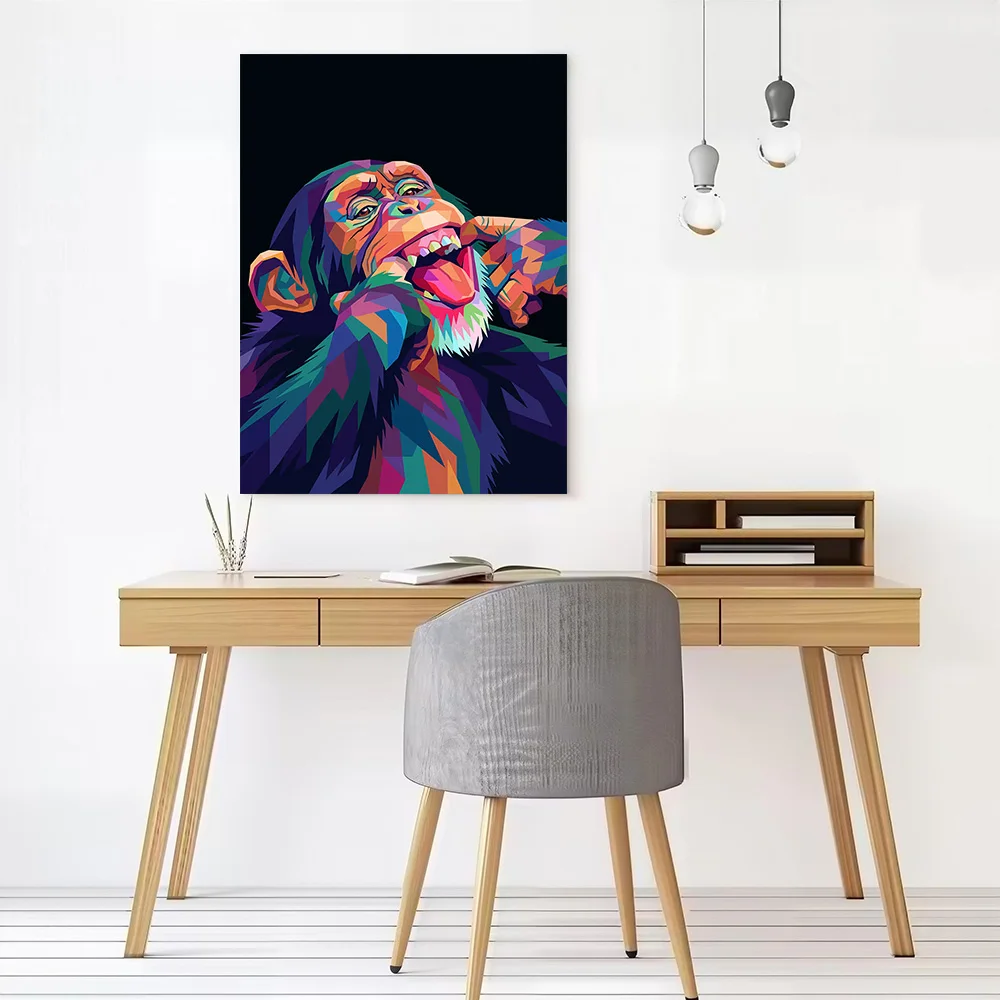 Chimpanzee Making a Funny Face Canvas Wall Art Poster Custom Photo Print Modern Painting for Fans Wand Deko Room Decorations