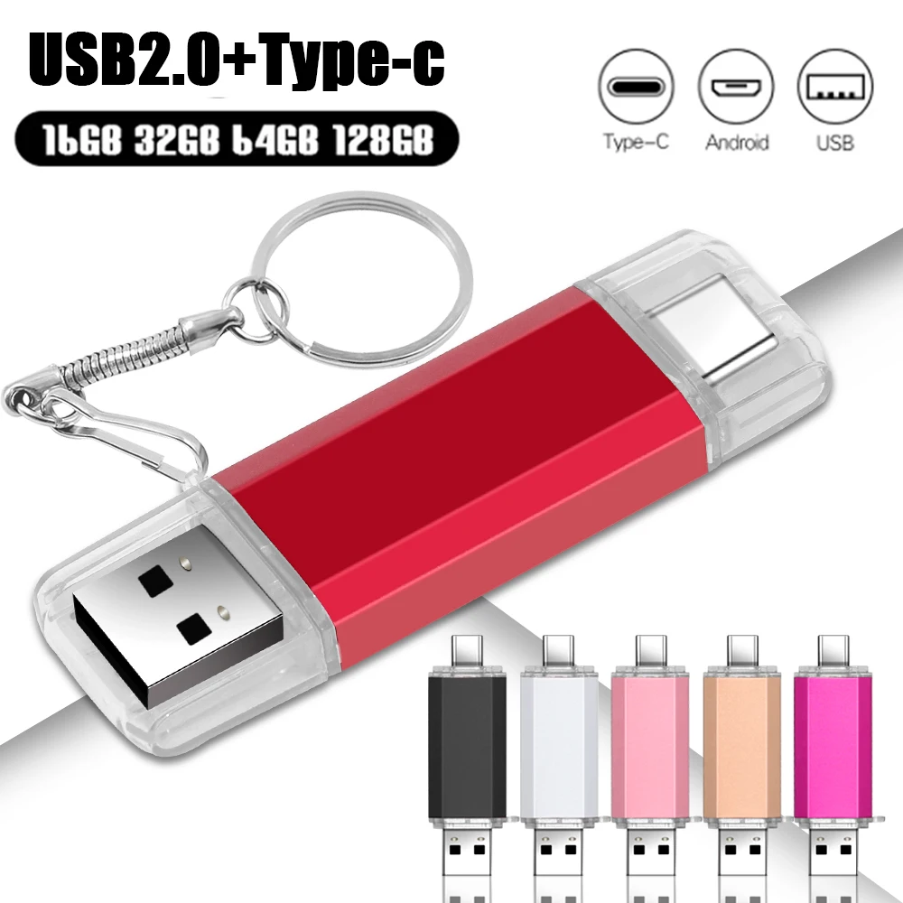 

Pendrive Type C OTG USB Flash Drive 128GB 64GB 32GB 16GB 8GB 4GB USB Memory Stick 2.0 Pendrive High Speed for Type-C Device