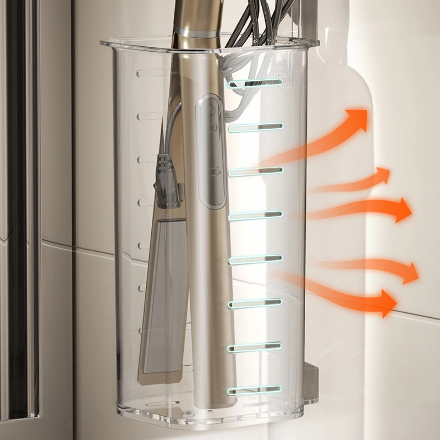 Bathroom Organizer Rack Heat Dissipation Organizer Holder For Hair Clipper Razor Curling Iron Non Drilling Shaver Storing Rack