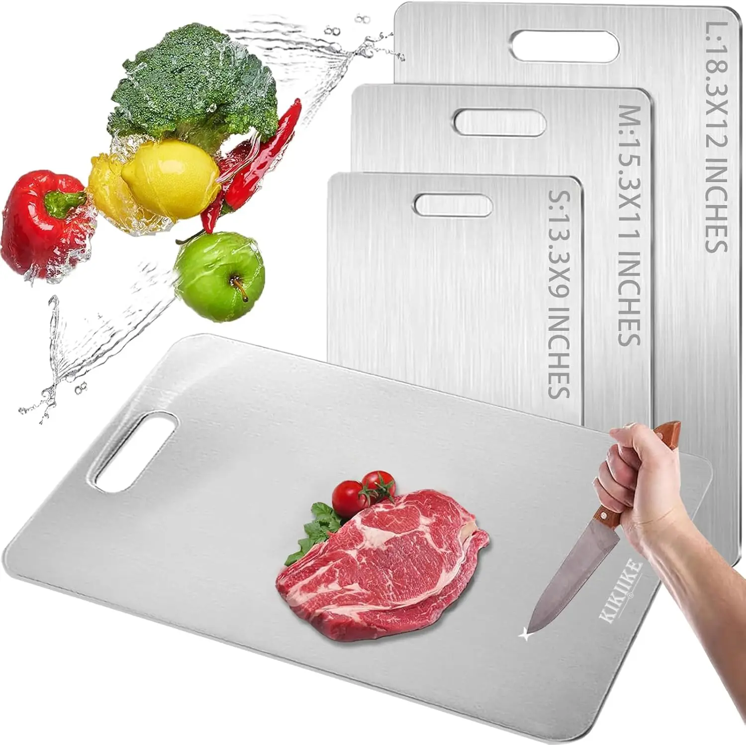 

3-Piece Pure Titanium Cutting Board Set: Durable, Non-Stick, Easy Clean for Kitchen (S/M/L)