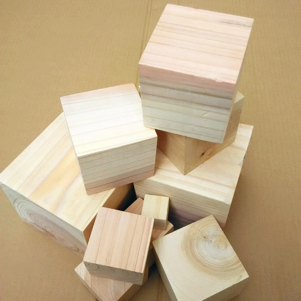 

10pcs 10Mm Pine Wood Blocks Craft Pieces Smooth Diy Decor For Classroom Art Projects Kids Parties Wedding Theme