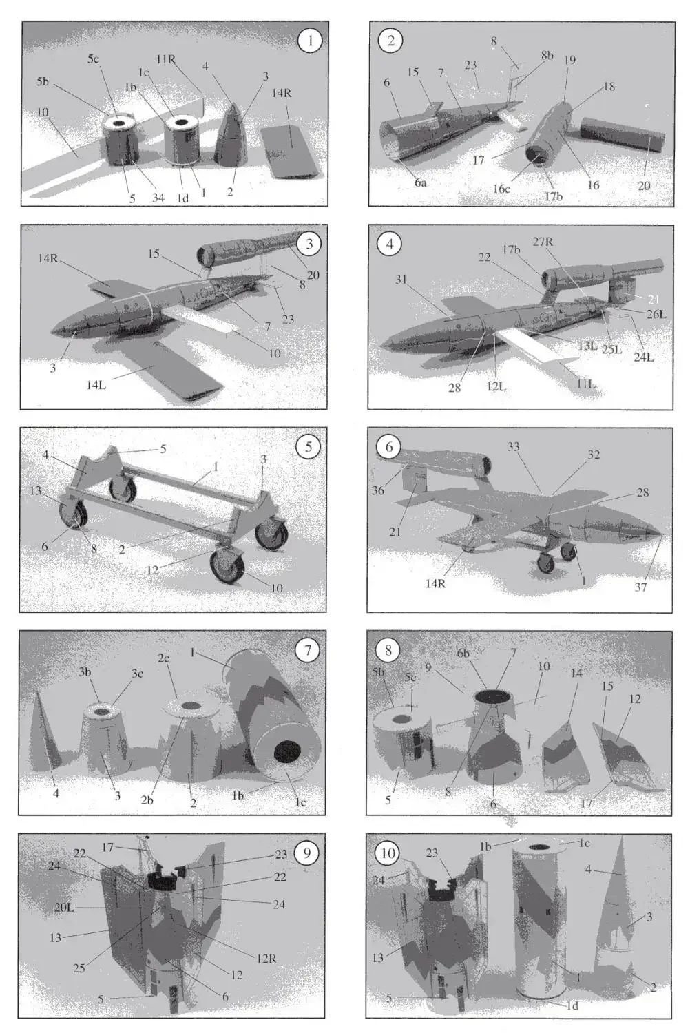 German V1 cruise missile Rocket Paper Model DIY Puzzle Manual Space 3D Paper Art Toy