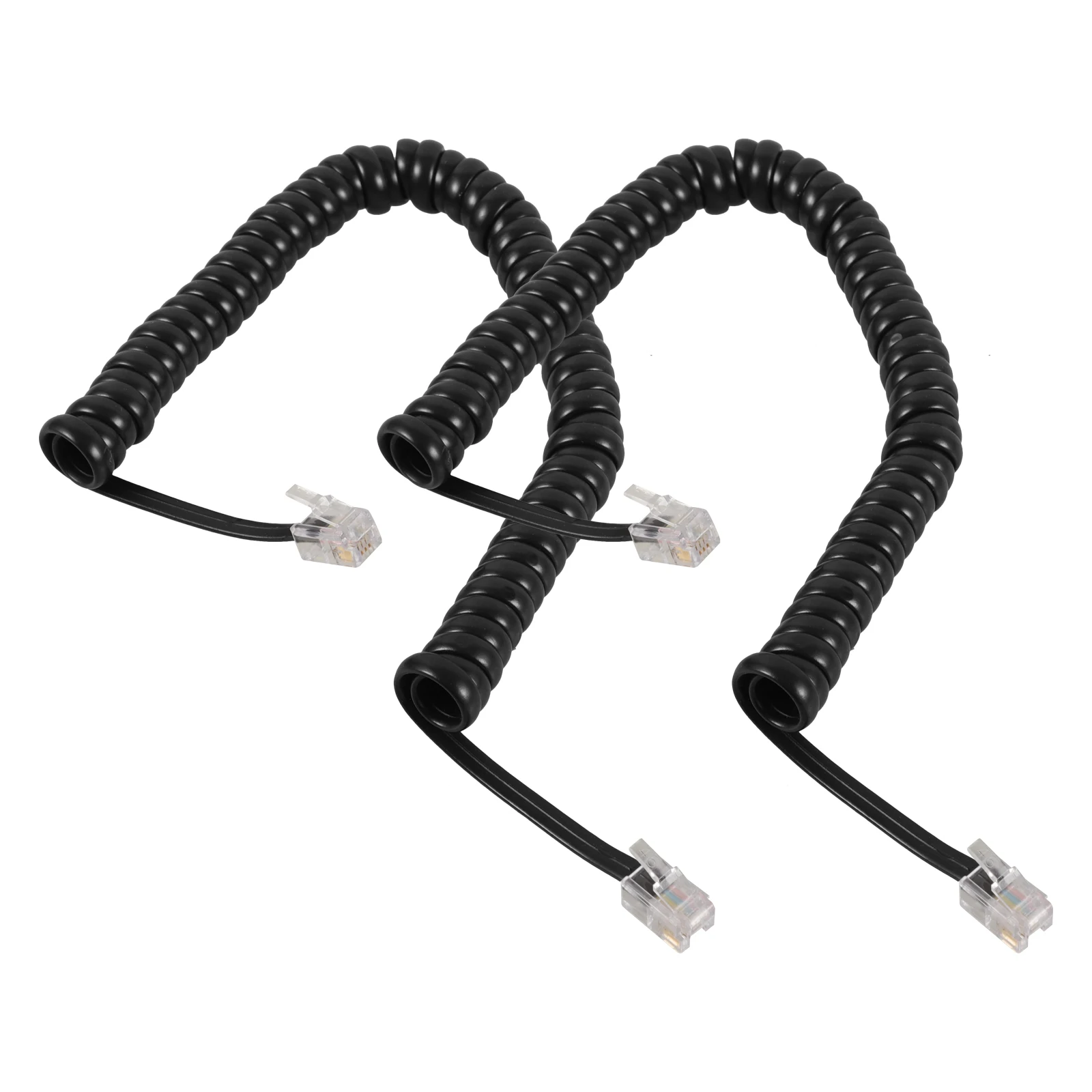 

2pcs Coiled Cable Rubber Telephone Cords Landline Phone Extension Wire Durable Spring Design Easy Installation