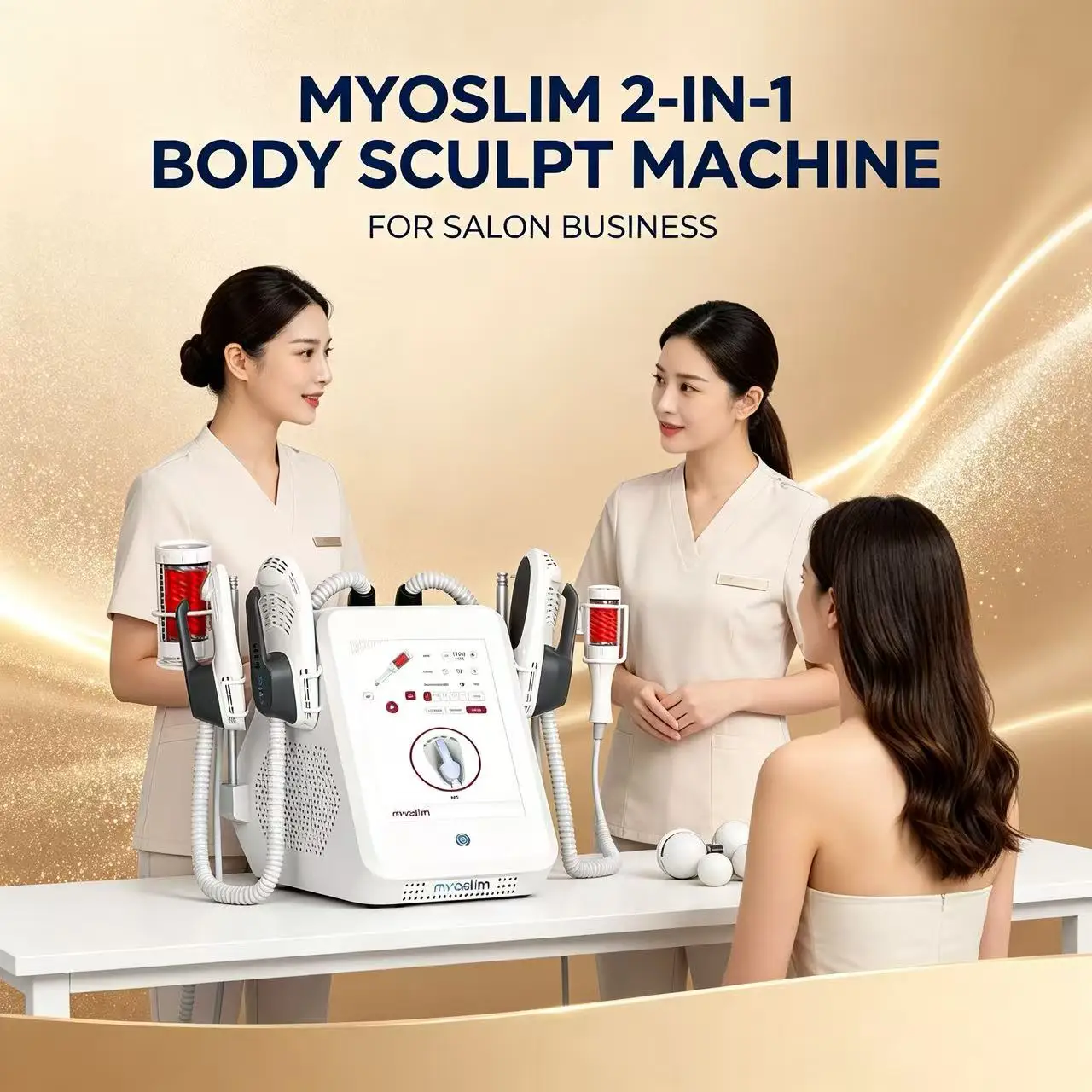 MYOSLIM 2‑in‑1 EMS HI‑EMT Body Sculpting Machine, 360° RF Roller for Muscle Building Fat Reduction, Butt Lifting Cellulite