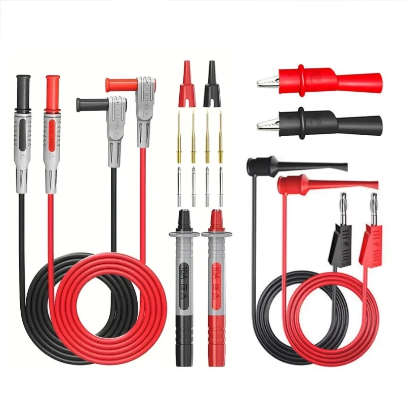 18pcs Multimeter Test Leads Kit with Replaceable Needles Alligator Clips 4mm Banana Plug to test Hook Clips Set
