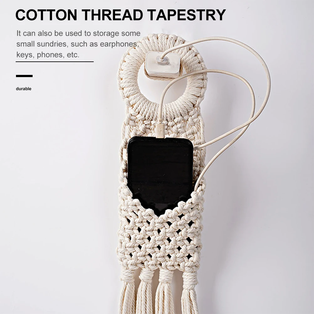 

Elegant Woven Tapestry Doorknob Hanging Decor Storage Pouch Wall Hanging Ornament For Home Decoration Bohemian Cotton Thread