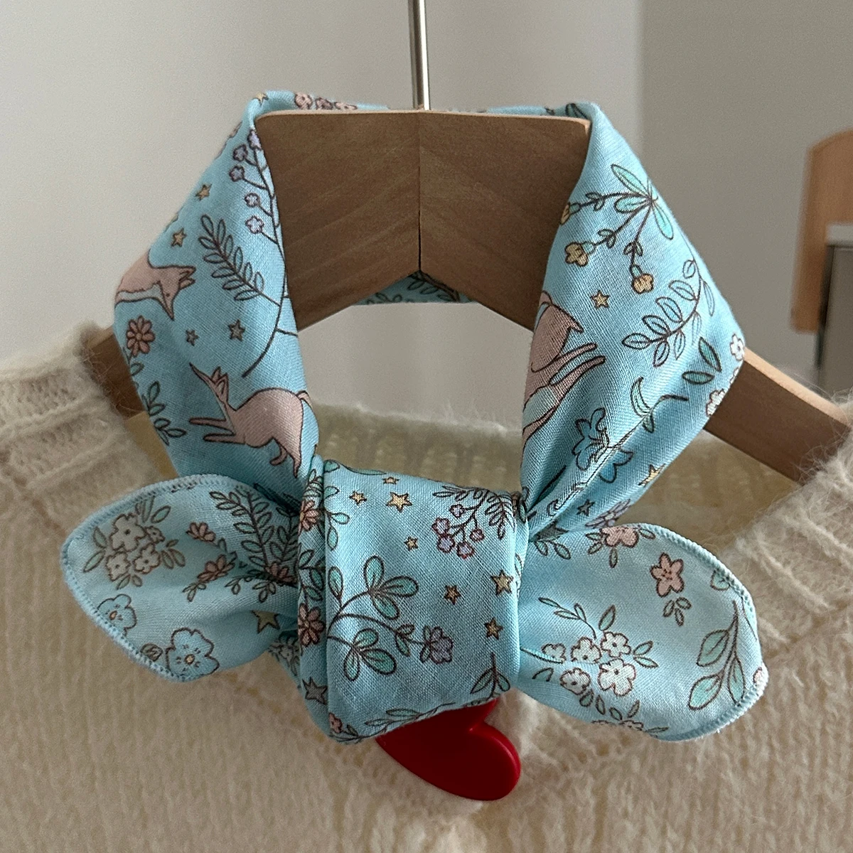 زوج من وشاح نسائي بنمط الثعلب الزهري، عصابة رأس ناعمة وخفيفة الوزن ومتعددة الوظائف للرقبة، إكسسوارات أزياء الربيع والخريف، تصميم مخطط ذو ملمس نباتي لامع