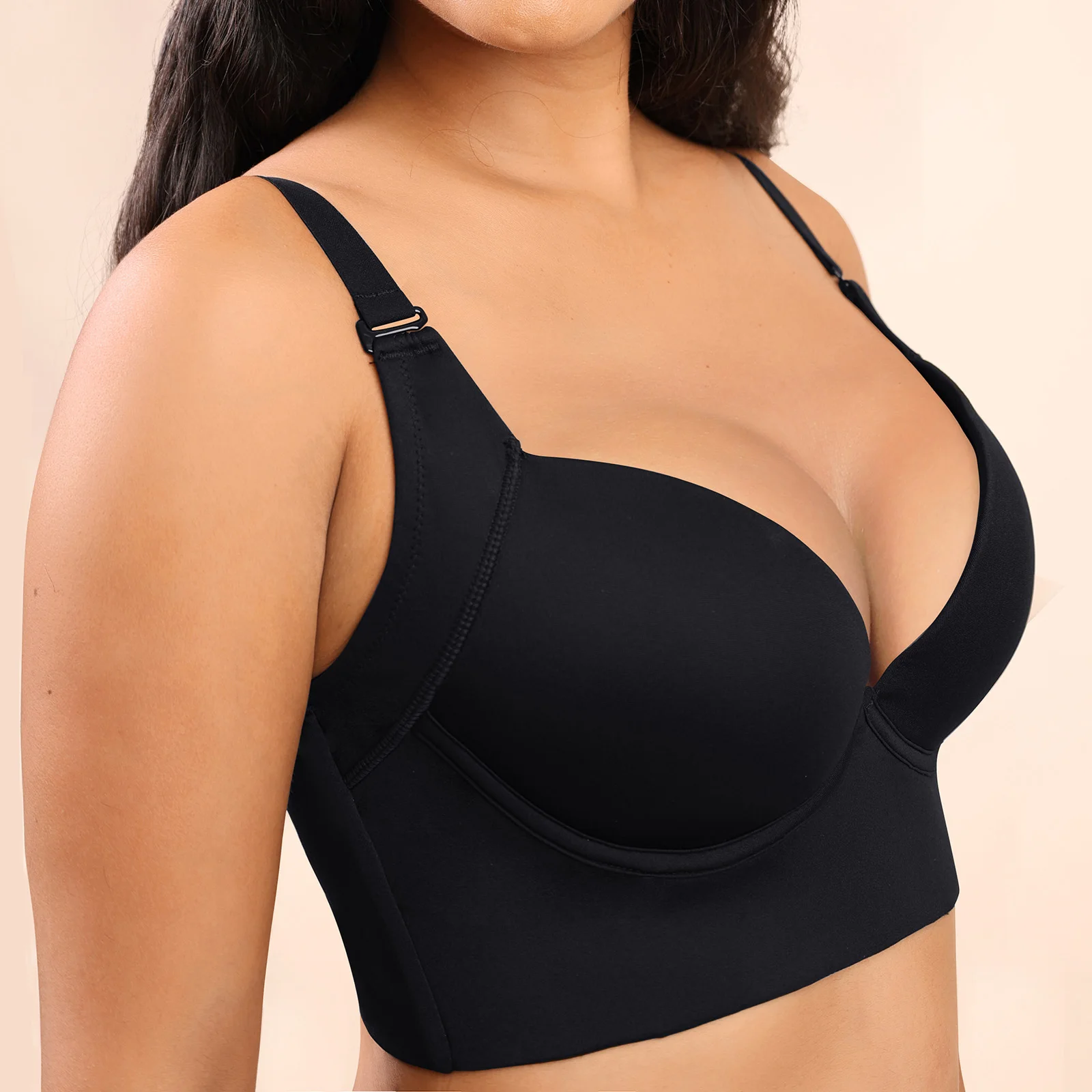 

HEXIN Filift Uplifting Seamless Body Shapewear With Bra Deep Cup Full Coverage Bra Hide Back Seamless Push Up Bra