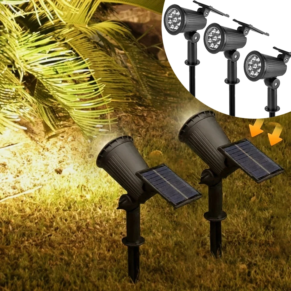 

Solar Landscape Lights 9LED Adjustable In-Ground Wall Spotlight IP65 Waterproof Outdoor Lighting for Garden Yard Pathway 2/1Pcs