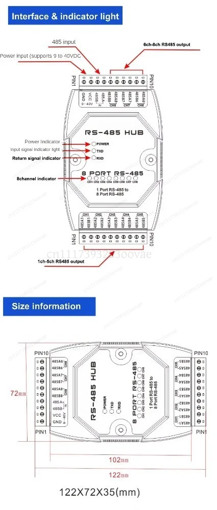 LK_2CH 4CH 8CH RS485 Hub Distributor Full Photoelectric Isolation Bus Expansion Lightning Protection, Replacement Parts