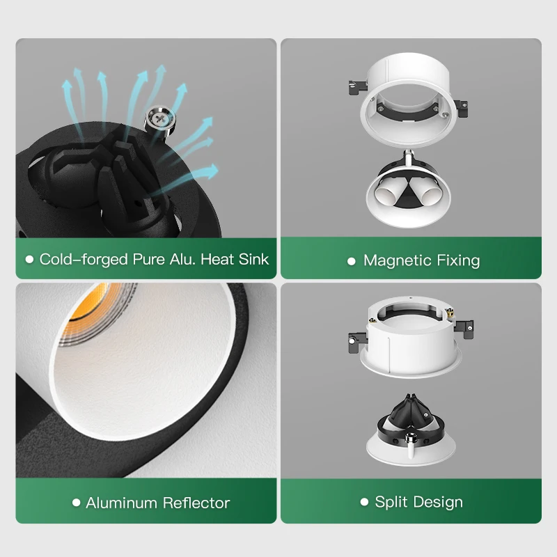 For 8W ETL Indoor Downlight Dimmable LED Wall Washer Spotlight Adjustable Ceiling Spot Light Modern Aluminum Lamp Body 3-Year