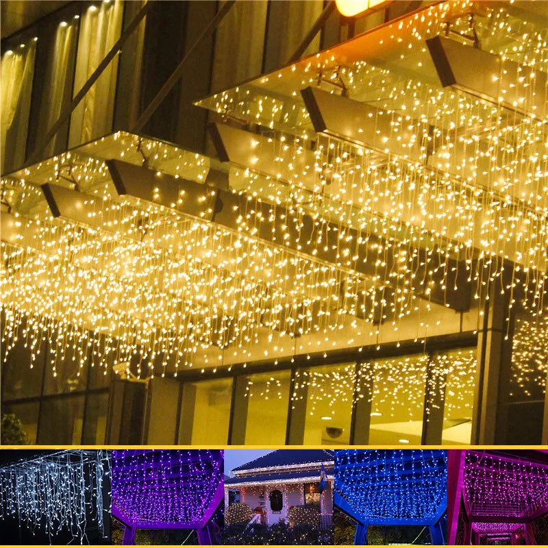 LED Icicle Lights, Waterfall Lights, Curtain Lights, Twinkling Star Lights – Perfect for Holiday, Stage, and Home Decoration
