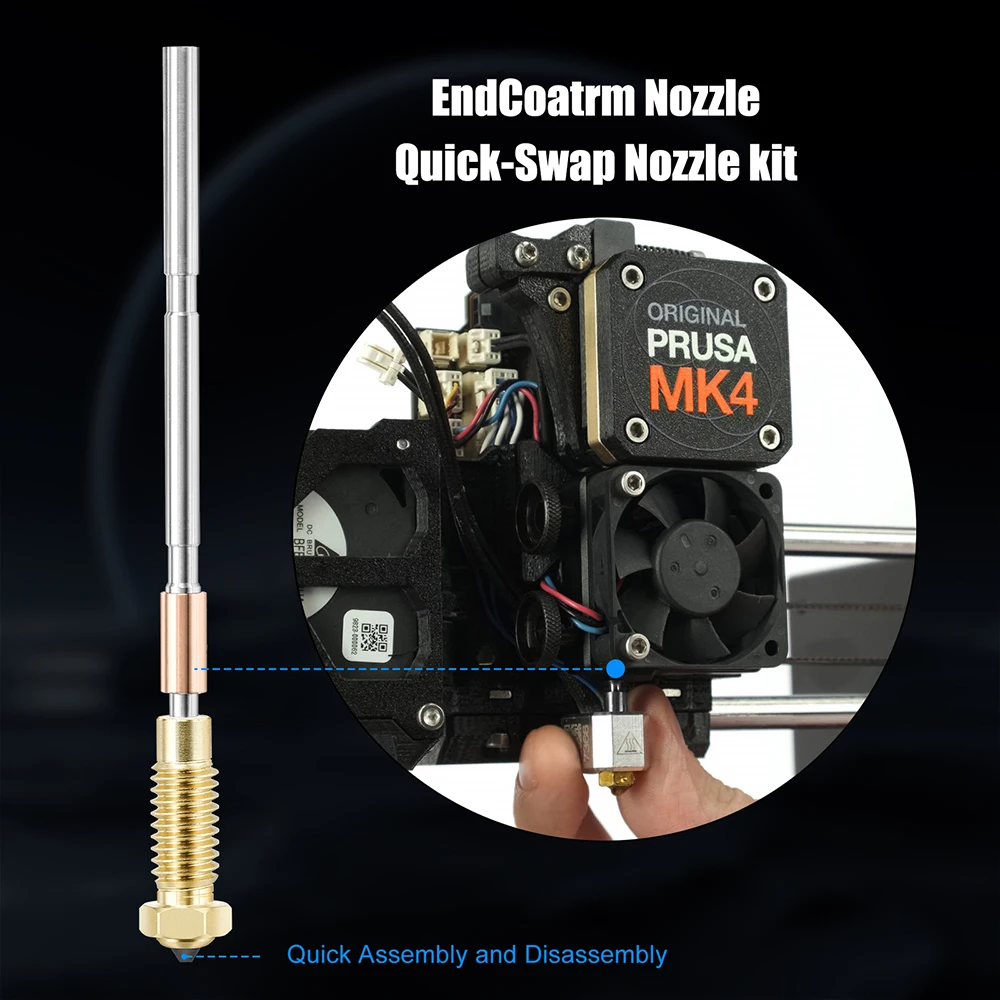 Untuk Prusa MK4/XL/MK3.9 Nozel Hotend yang Ditingkatkan Semua Logam Nozel Baja Satu Bagian yang Diperkeras Aliran Tinggi Ketahanan Aus Tinggi Tahan Lama