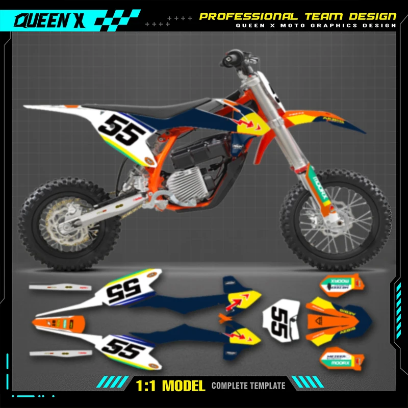 

Queen X MOTOR Graphics Decals Stickers Kit For KTM SX50 SX 50 2016 2017 2018 2019 2020 2021 Custom Number Name Background
