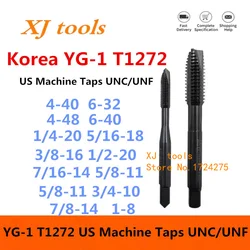 Korea YG-1 T1272 US Machine Tap 4-40 12-24 1/4-20 UNC 5/16-18 3/8-16 7/16-14 1/2-13UNC 9/16-12 5/8-11 3/4-10UNC 4-48 10-32 UNF