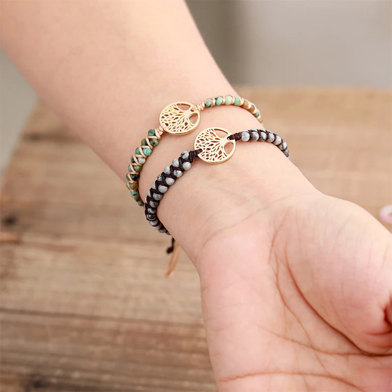 The Tree of Life Imperial Jasper Energy Bracelet Natural Stone Beaded Handwoven Yoga Friendship Lover Bracelet