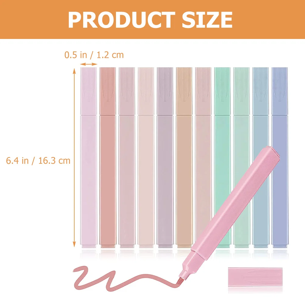 12 Pcs Double Ended Highlighter School Scrapbook Marker Supply Marking Pen Portable Compact Bookmark Bright Color Long Lasting