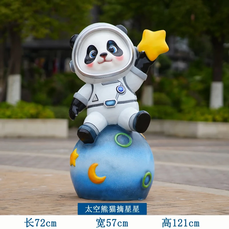 XLL Outdoor Cartoon Panda Fiberglass Sculpture Mall Aerospace Science Museum Decoration Creative Ornament