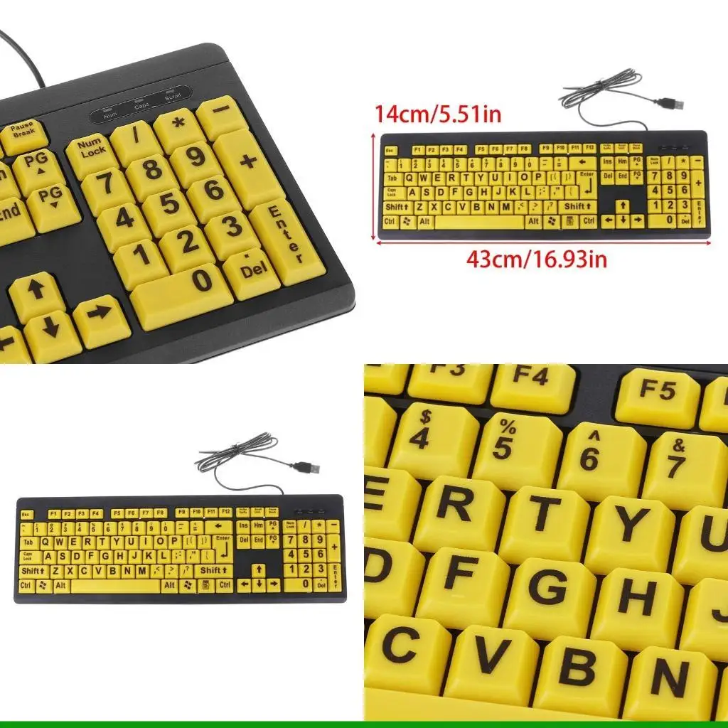 u55c-usb有線高齢者キーボード中年高齢者の特別な目の保護デスクトップ