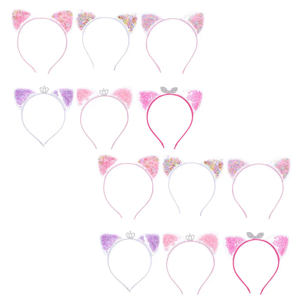 

12Pcs Cat Ears Headband Set Premium Material Comfortable Wearable Hair Accessories for Festival Halloween Masquerade
