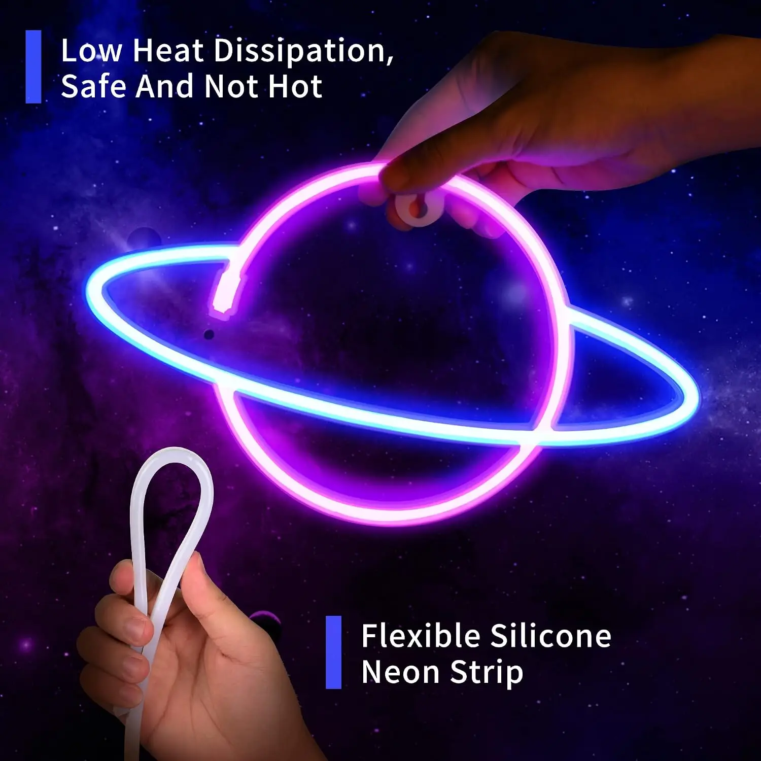 Outer Space LED Neon Sign Set USB Powered Neon Light Alien Rocket Planet Wall Decor Kids Bedroom Game Room Night Lamp Gift