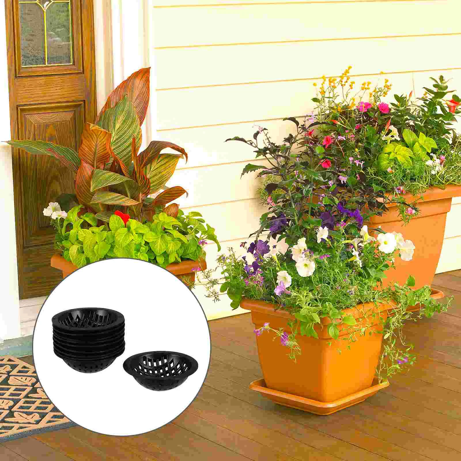 

20 Pcs Bonsai Pot Flower Mat Bowl Shape Grid Pads Breathable Drainage Gasket Flowerpot Bottom Black