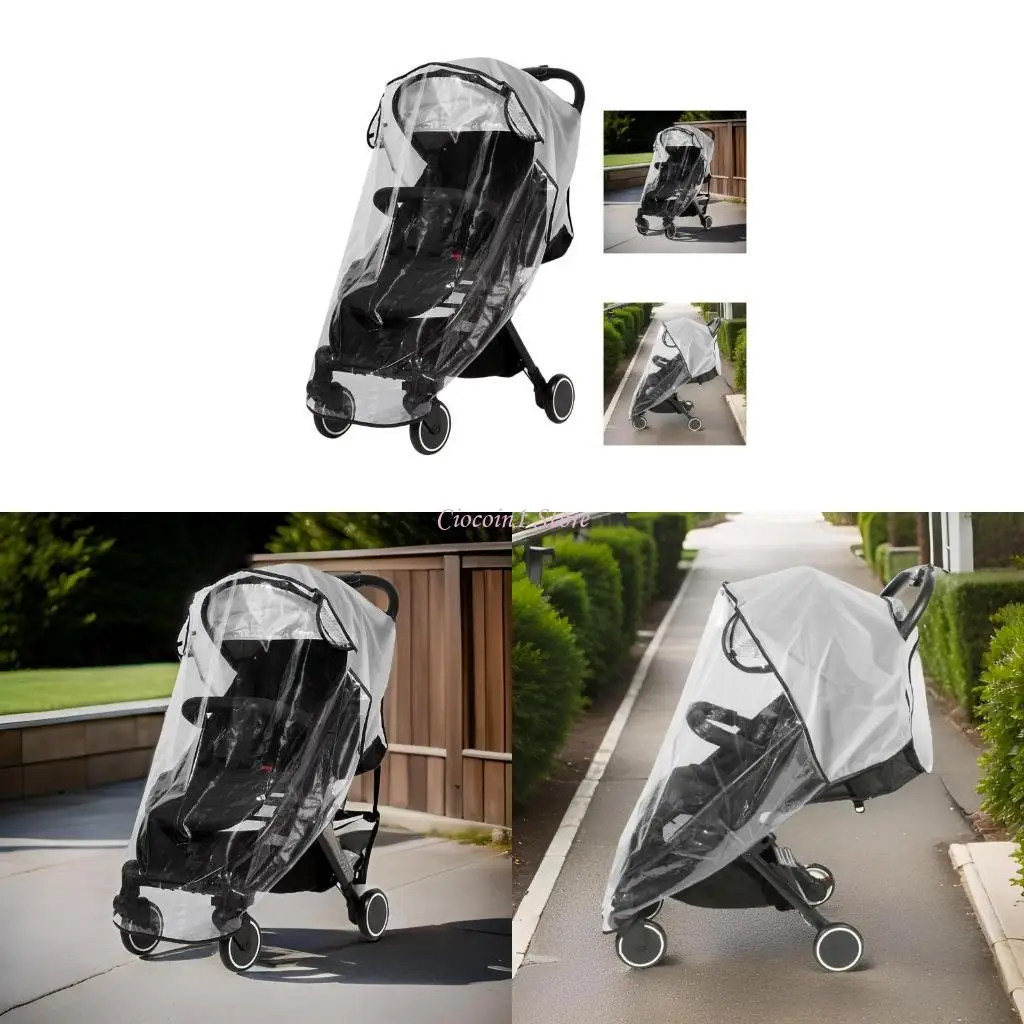 

Y1UB Transparent Baby Strollers Rainproof Cover Weather Proof Portable Protector Case