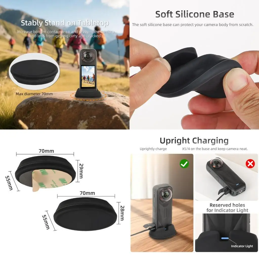 

31BA AntiSlip Silicone Car Mount With Builts In Charging Slot For X5 Camera