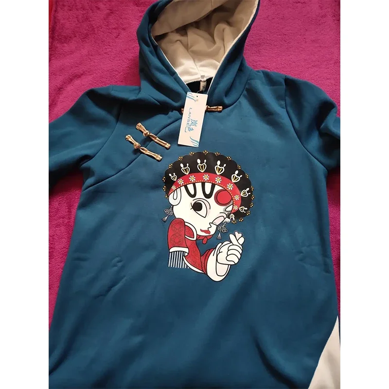 2025  Autumn Winter Hoodies Women Chinese Style Fashion Lace-up Embroidery Oversize Sweatshirt Woman