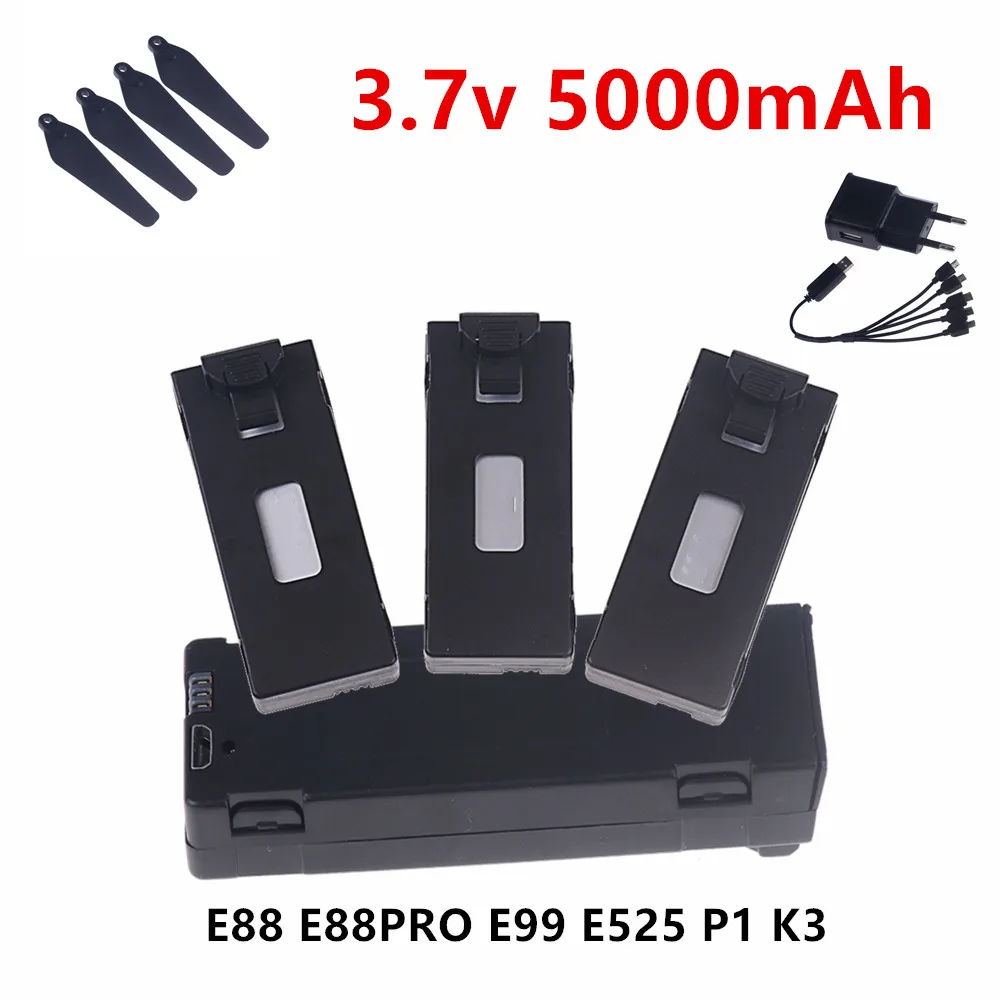 3,7V Akku für E88 E88PRO E99 E525 P1 K3 P10 A13 S98 RC Drohne RC Quadcopter Teile 5000mAh 3,7V Lipo Akku Ersatzakku E99 E525