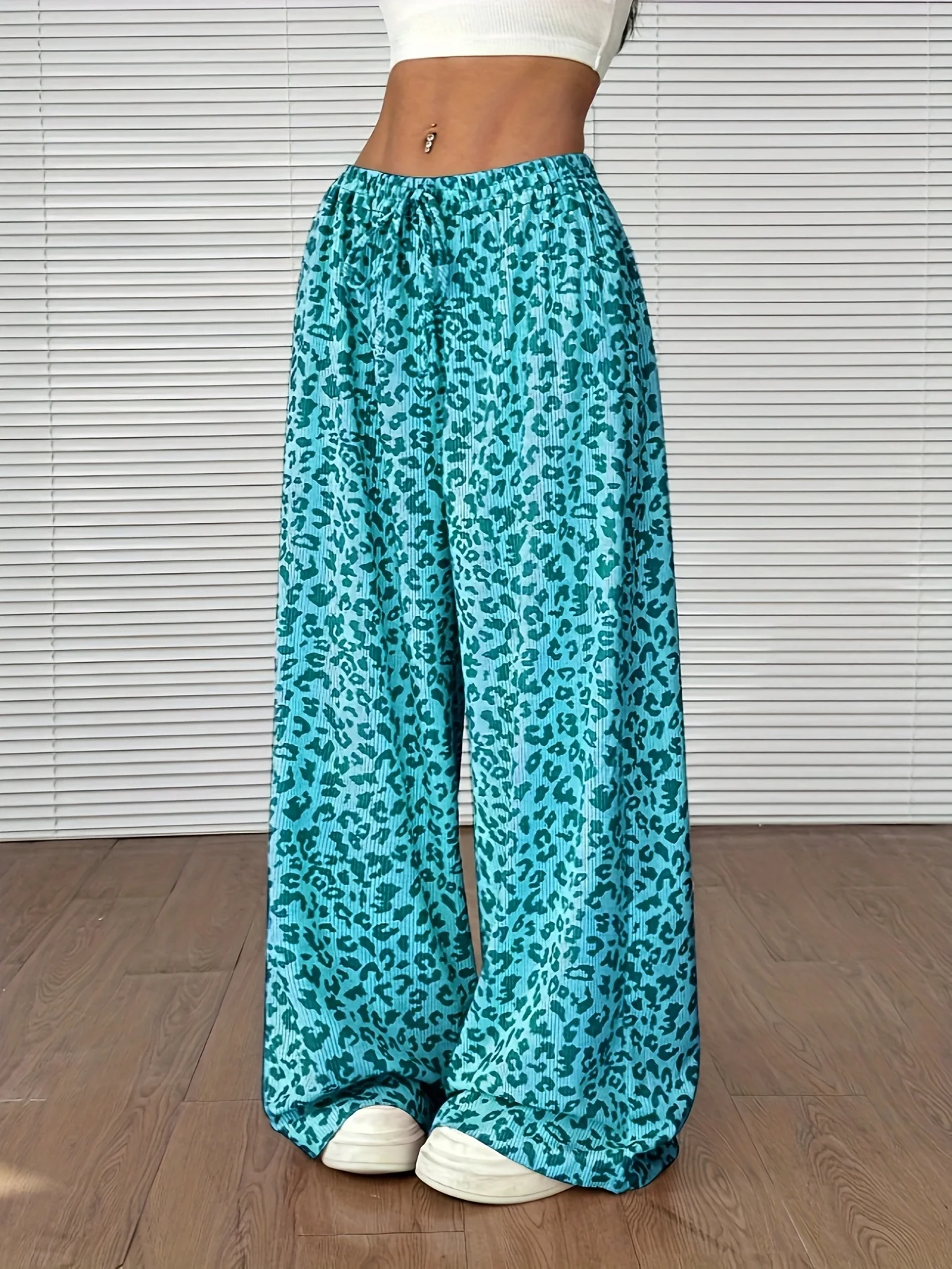 Modische Klassische Leopardenmuster Damen Freizeit-Sporthose Y2K Street Trend Style Plus Weit 3D-Druck – Detail 8
