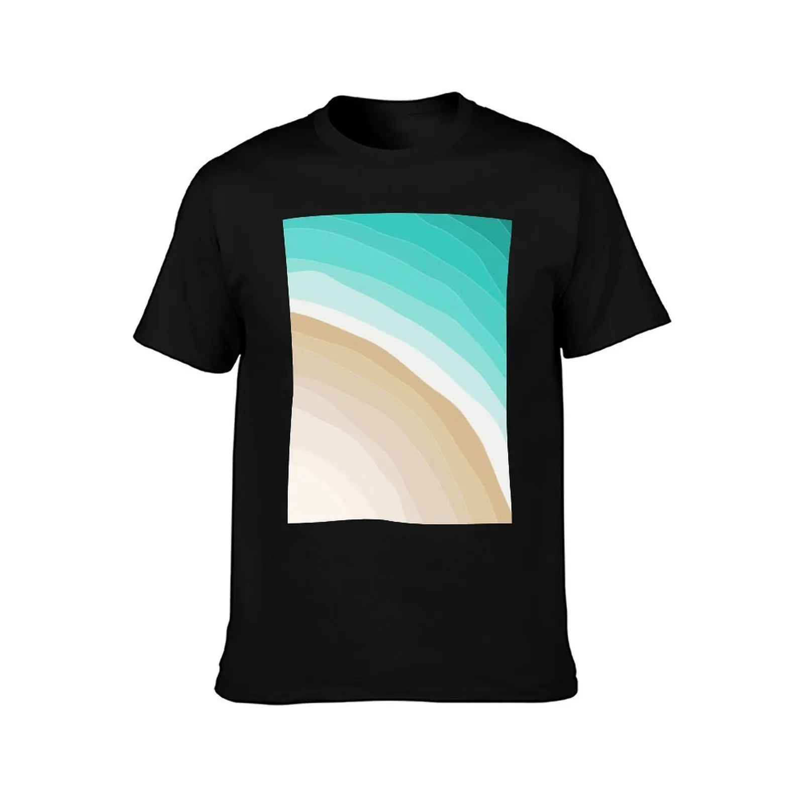 Tropical Beach Aerial 02 Turquoise T-Shirt, Summer Casual Cotton Tee, Oversized Streetwear Tops, Vintage Graphic Print