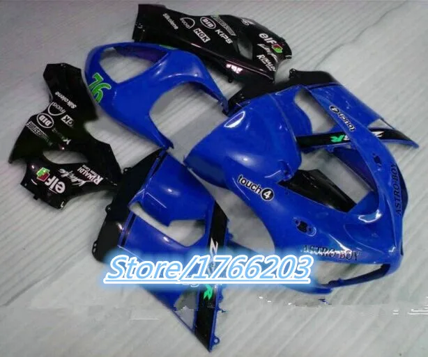 100%NEW For KAWASAKI NINJA blue black ZX6R 05-06  ZX-6R ZX 6R 636  hot blue  05 06 2005 2006 Fairing Ning