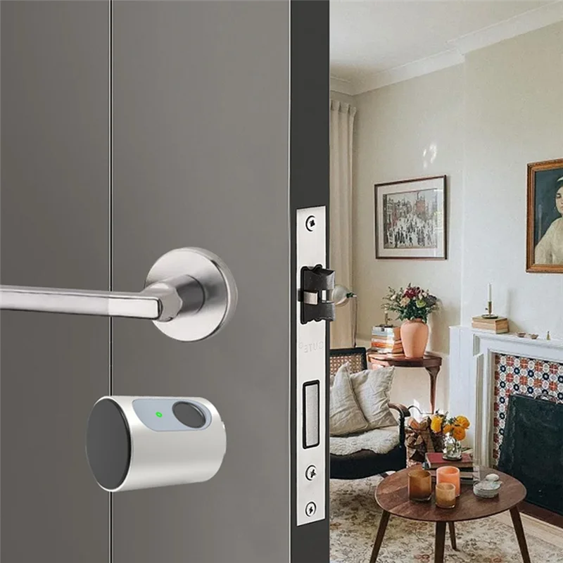 Exquisite-Fingerprint Electronic Lock Cylinder Compact App Remote Bluetooth Door Lock Black