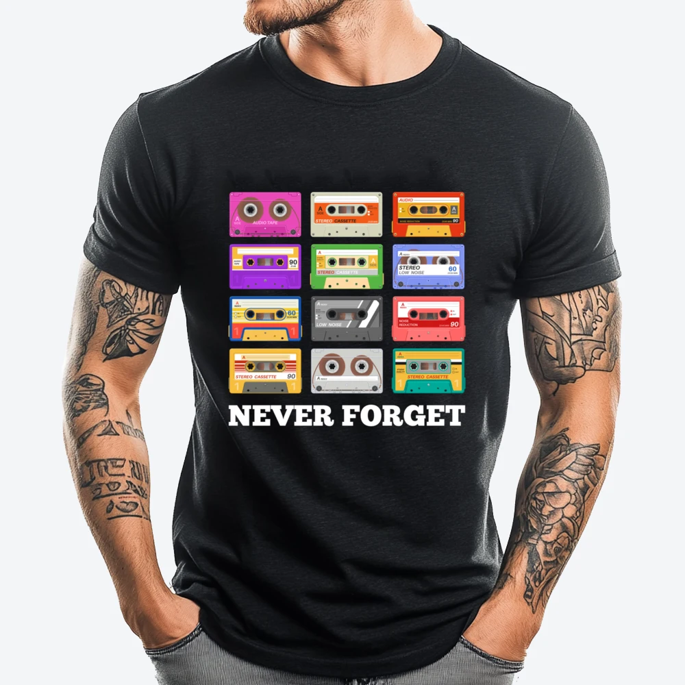 

Never Forget Old School Cassette Tape Graphic Shirts New Shirts And T-Shirts Cotton Short Sleeve Tees