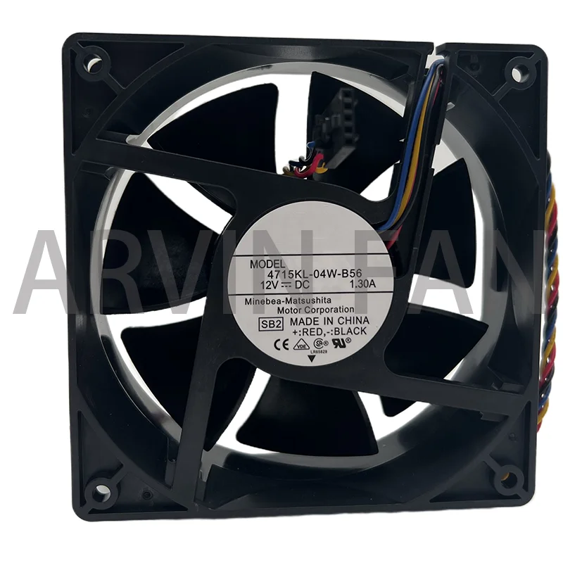 COOLING REVOLUTION 4715KL-04W-B56 12038 120x120x38mm DC 12V 1.30A 4-wire 5pin 390 Workstation Server Cooling Fan