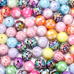 10pcs/lot Acrylic Plated UV Beads Round Ball Bead for DIY Handmade Charms Bracelet Decoration Pen Jewelry Accessories