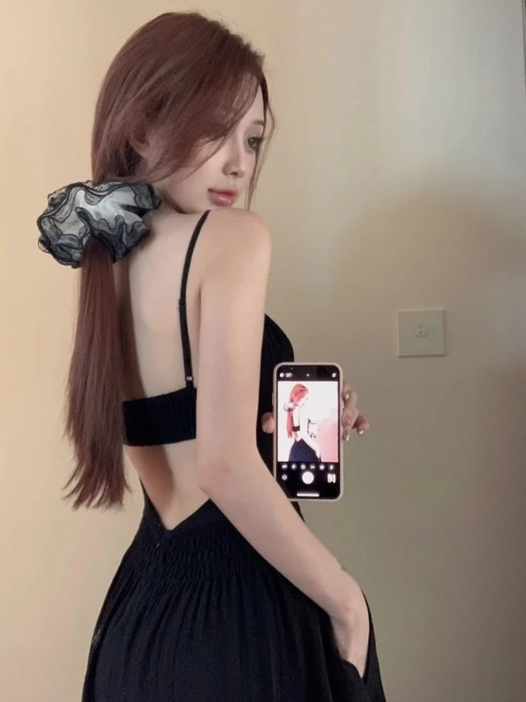 エレガントでセクシーなバックレスストラップドレス レディース 夏休み Aラインスカート ホワイト ウエストシェイプ スリムロングドレス