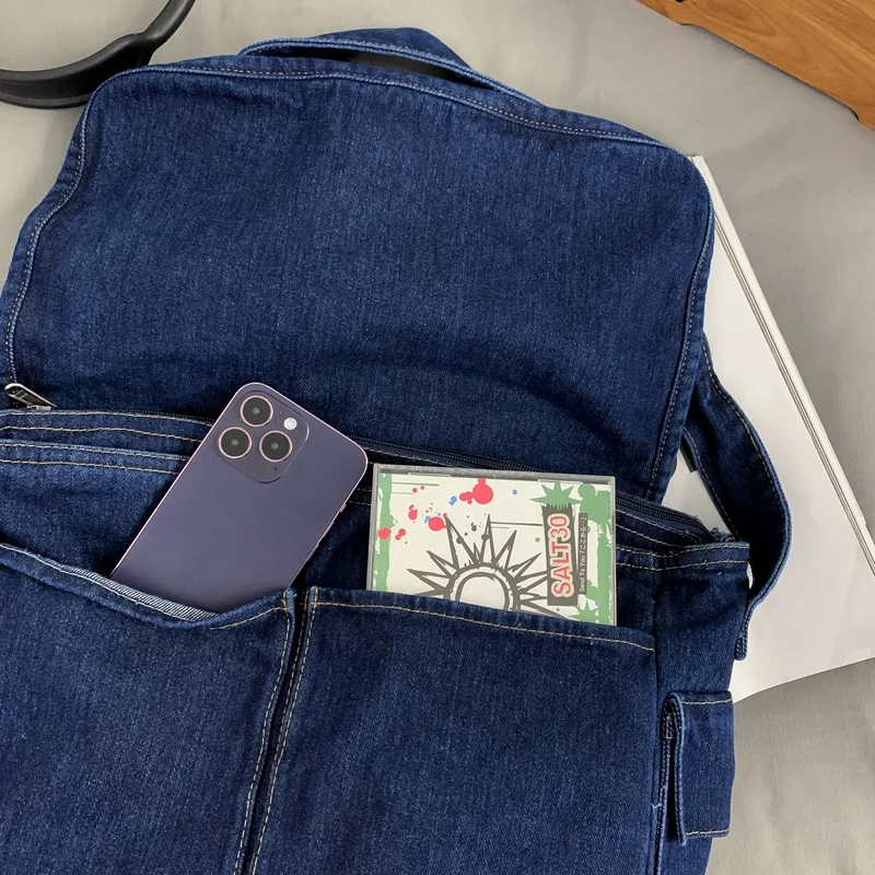 Pacchetto di StyleTooling di Hong Kong cartelle di jeans di grande capacità borse a tracolla da donna in tela stile pigro borse a tracolla semplici