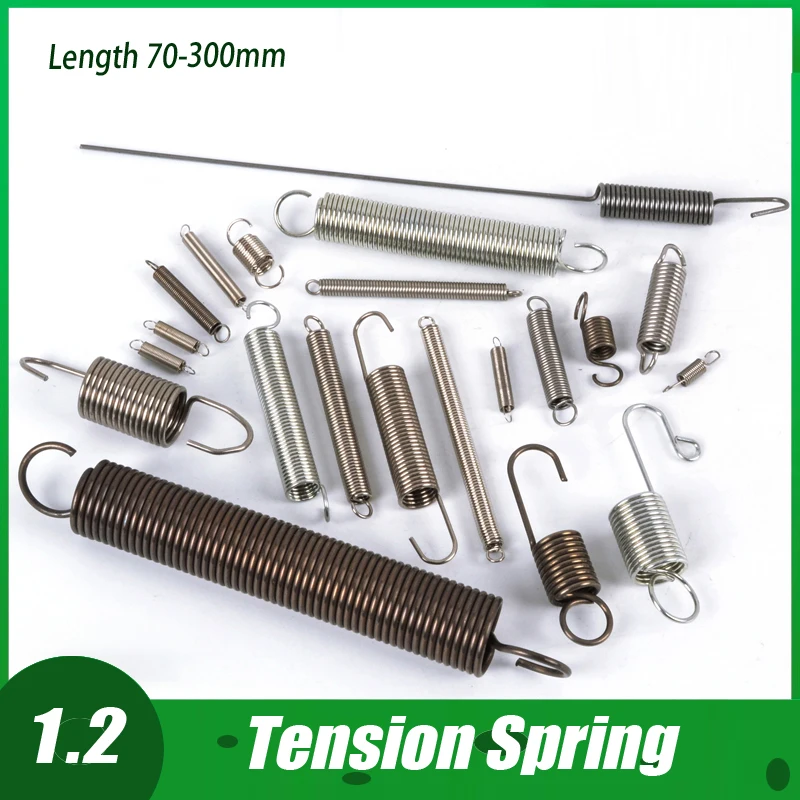 

Stainless Steel Shut up S Hook Tension Spring 1.2 Cylindroid Helical Draught Extension Expansion Tensile Spring Length 70-300mm