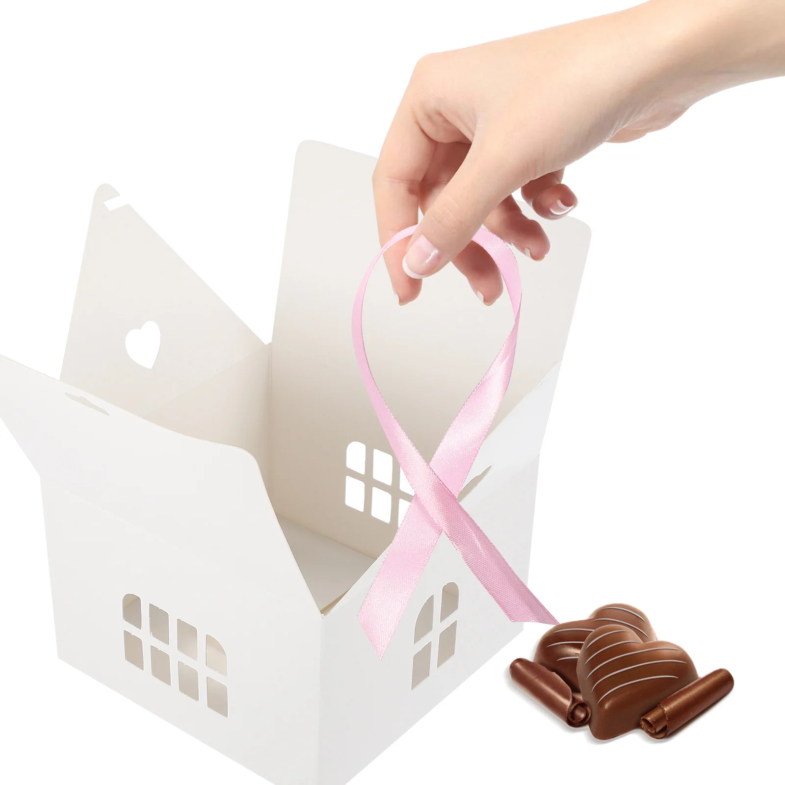 

12Pcs Candy Gift Boxes Hollow House Shape Paper Boxes Wedding Party Bridal Shower Favor Candy Case Gift Box Cookies Case