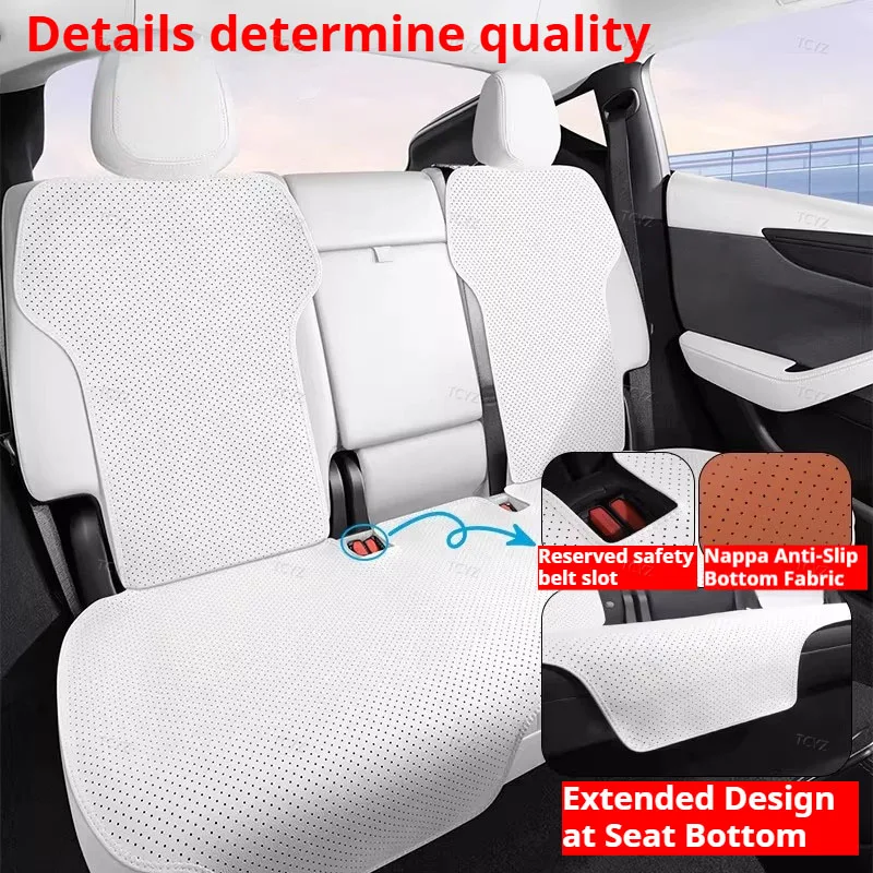 Seat Cushion with Headrest Covers for Tesla Model Y Juniper 2025 2026, Ventilated & Comfortable, All-Season Split Seat Set