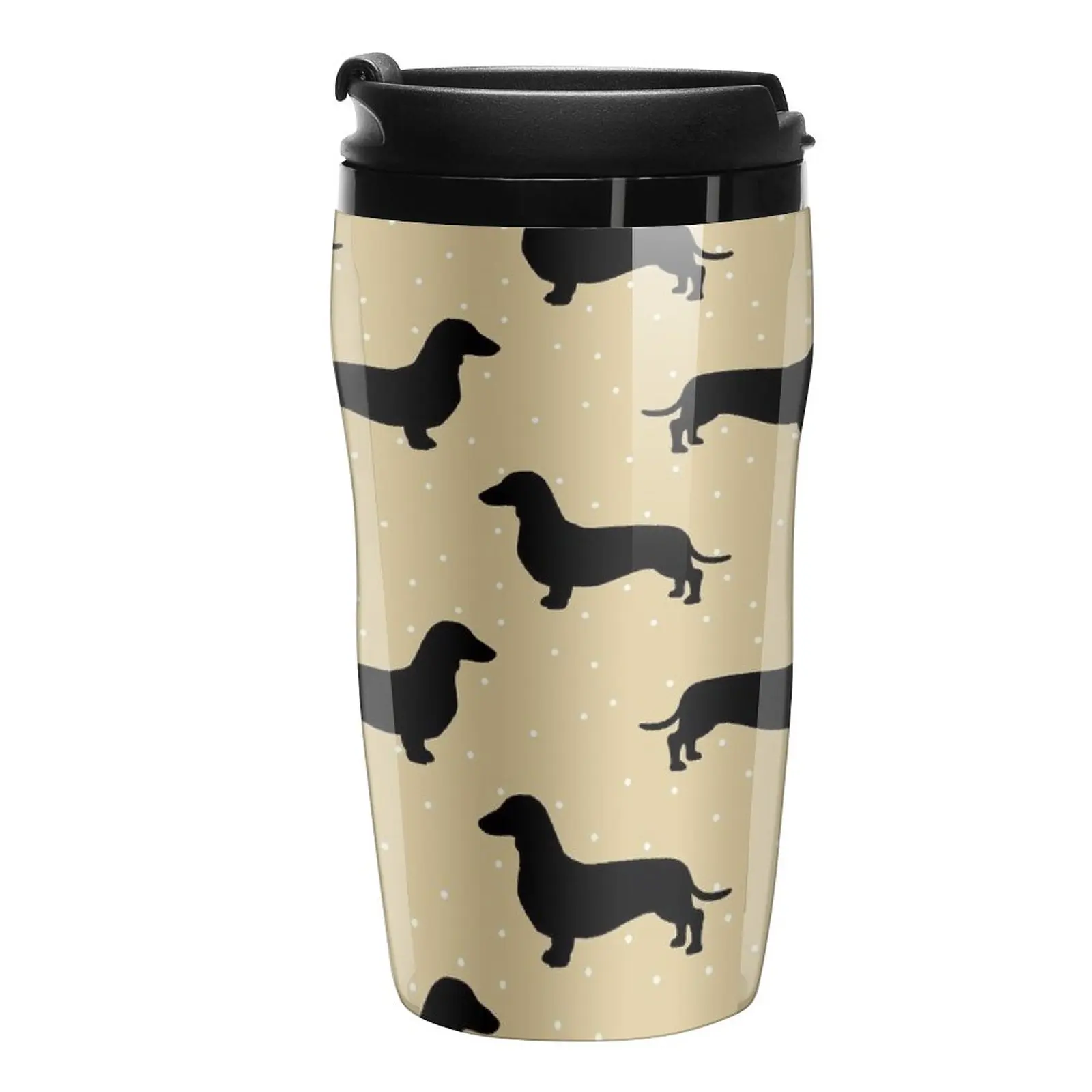 Teckel à cheveux courts, motif crème, saucisse, chien, tasse à café de voyage, tasse papillon, nouveau