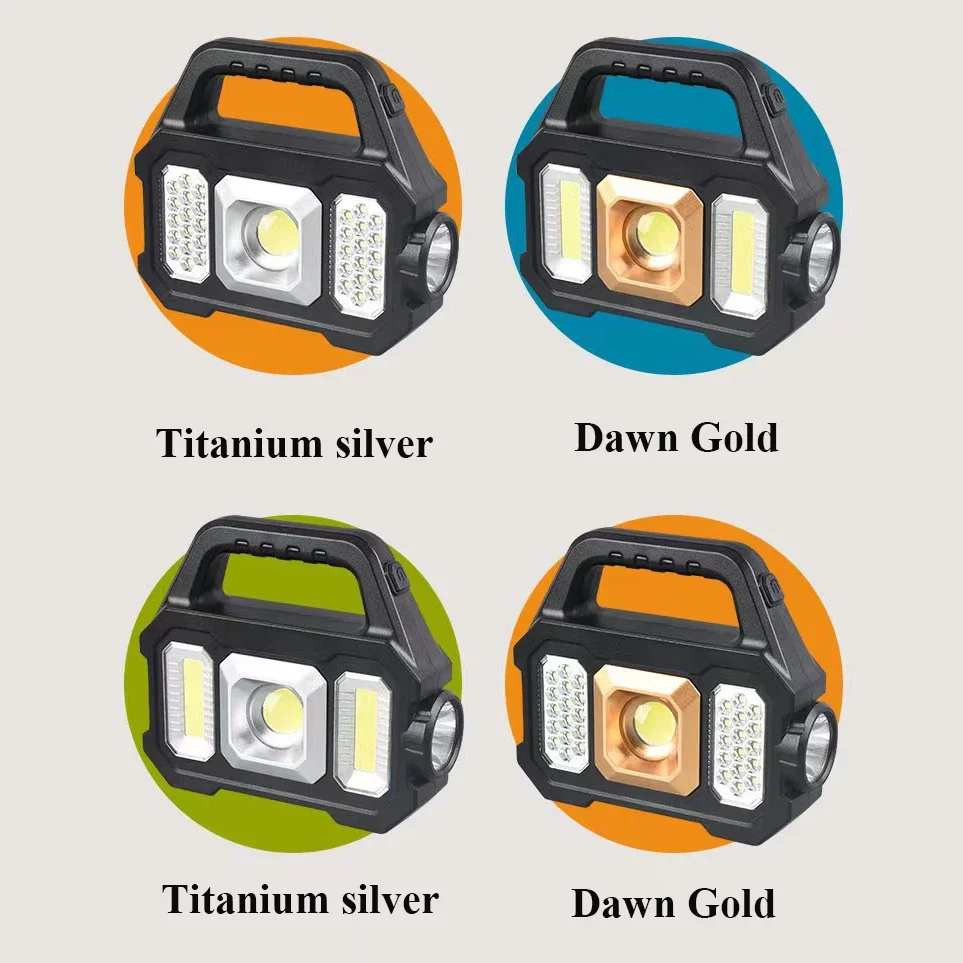 Power Display Power Output Work Light Built-in Lithium Battery USB Charging Solar Charging COB LED Rechargeable Torch Sixth Gear