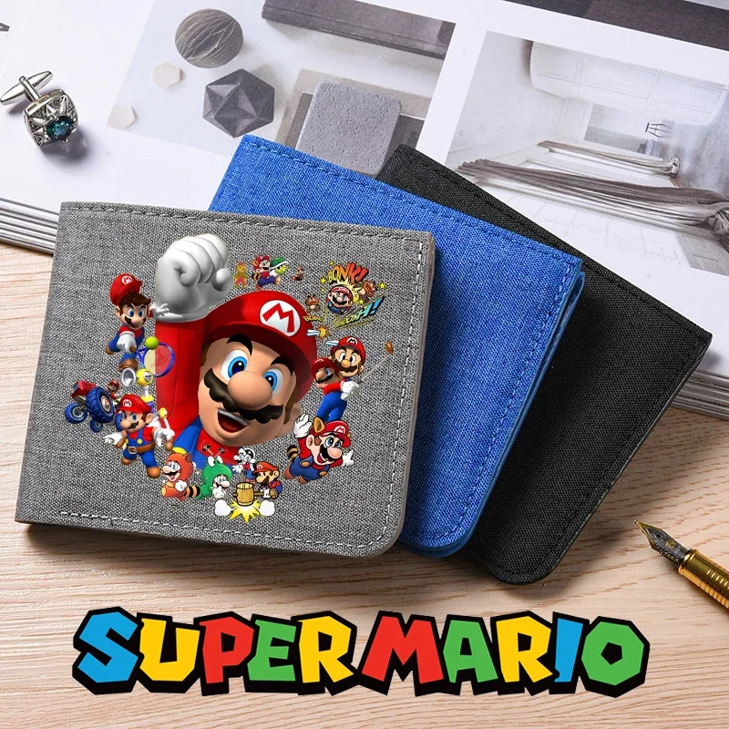 Super Marioes Wallet Canvas Anime Cartoon Purse Large Capacity Portable Bank Card ID Card Bank Note Storage Bag Children's Gift