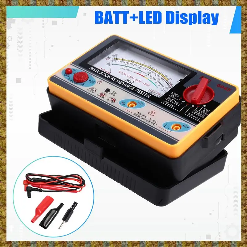 F-F TY6045 مقاومة العزل مقياس المقاومة الرقمي يده تستر ميغاميتر 0-2000MΩ 100 فولت/250 فولت/500 فولت/1000 فولت دقة عالية