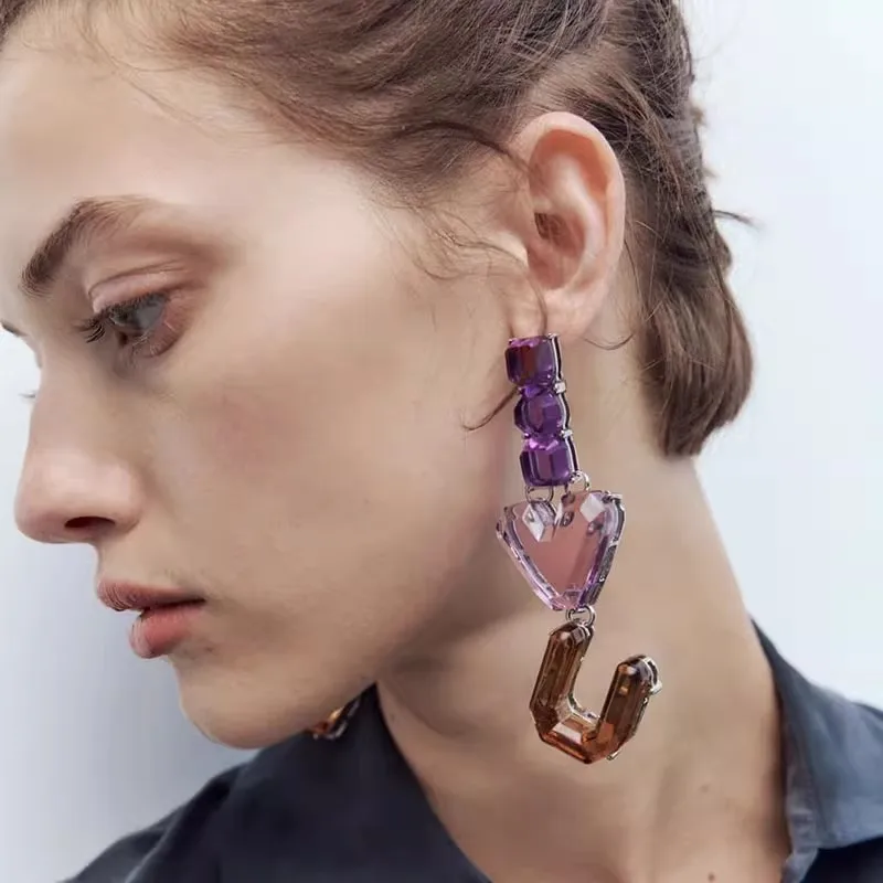 Winter warm-toned dopamine candy-colored minimalist resin heart-shaped earrings, for making friends and Valentine's Day jewelry